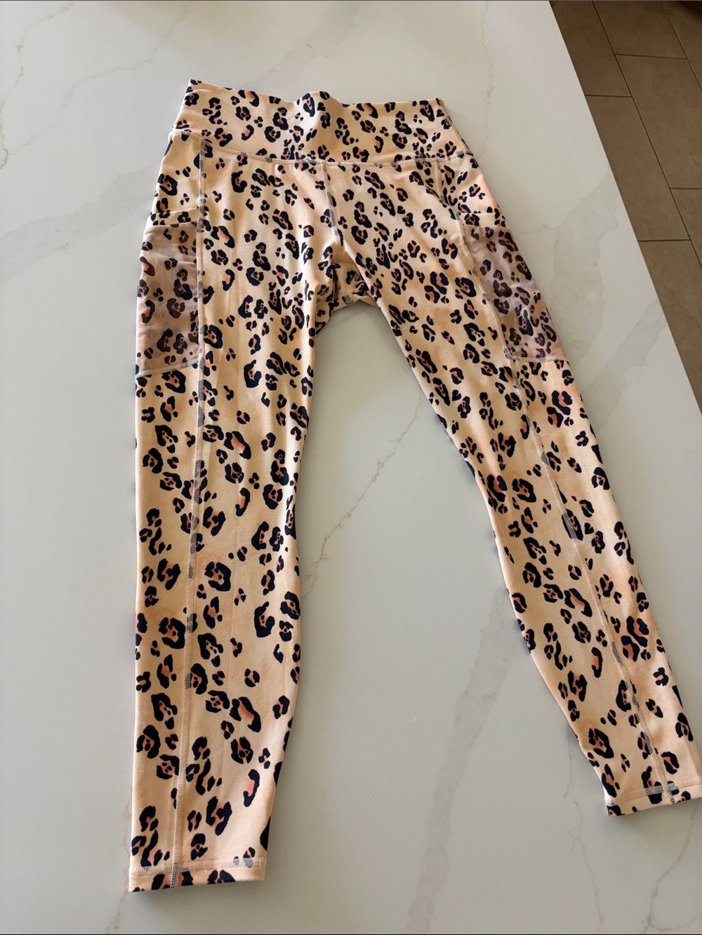 Fabletics Power Hold Leopard Print Active Leggings - Tan